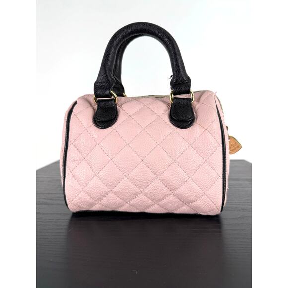 Betsey Johnson Quilted Mini Top Handle Handbag with Bow in Pink - Picture 3 of 13